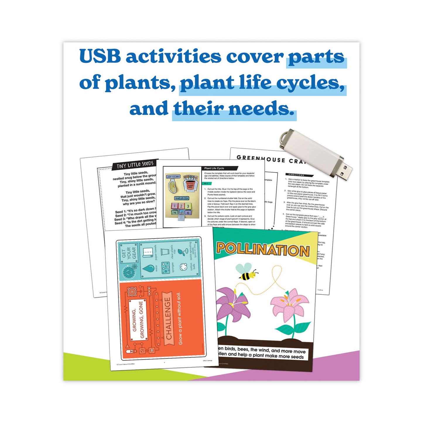 Carson-Dellosa In a Flash USB, Plants, Ages 5-8, 191 Pages (109565)