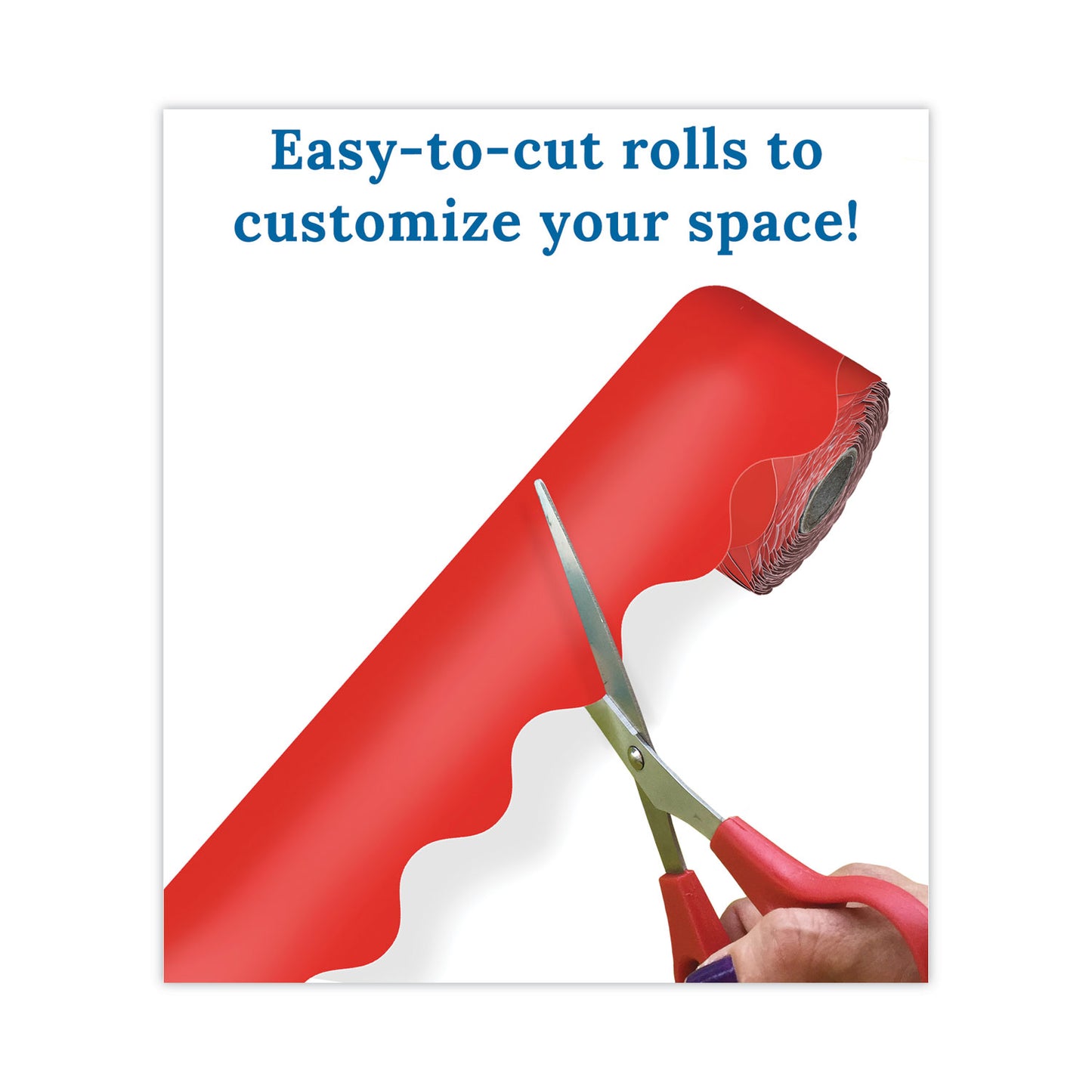 Carson-Dellosa Rolled Borders, Scalloped Border, Back to School, 2.25" x 65 ft, Red (108465)