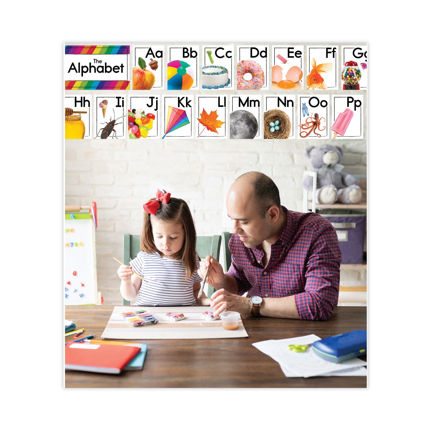 Carson-Dellosa Curriculum Bulletin Board Sets, 27-Piece Set, Alphabet, 16" x 10.5", Multicolor (110517)