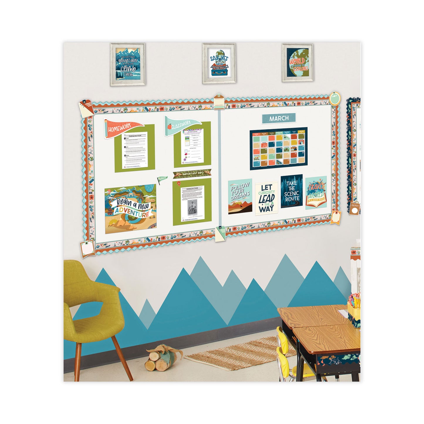 Carson-Dellosa Calendar Bulletin Board Sets, 123-Piece Set, Let's Explore, 23" x 13", Multicolor (110556)