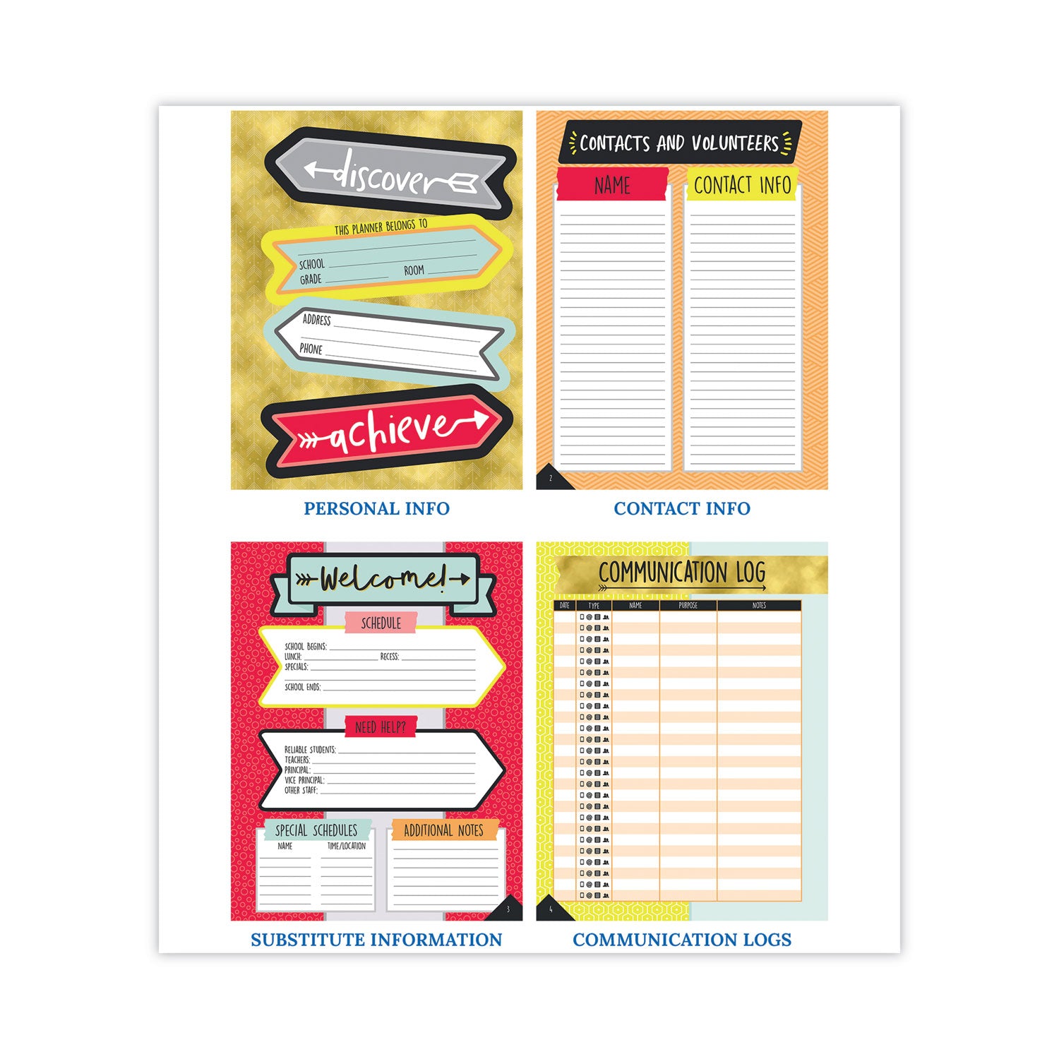 Carson-Dellosa Teacher Planner, Weekly/Monthly, Two-Page Spread (Seven Classes), 11 x 8.5, Multicolor Cover, 2022-2023 (105001)