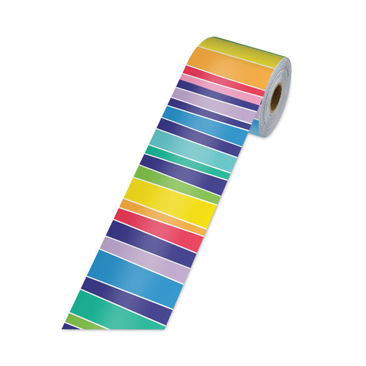 Carson-Dellosa Rolled Borders, Straight Border, Back to School: Rainbow, 2.25" x 65 ft, Multicolor (108475)