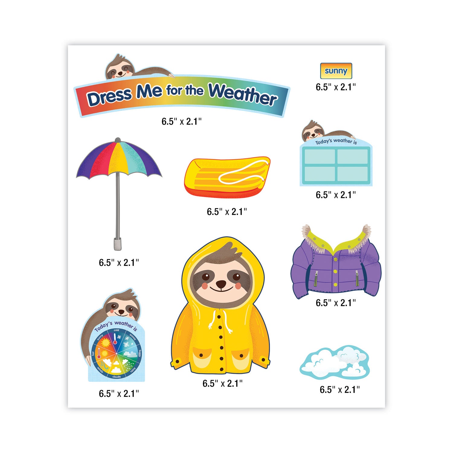 Carson-Dellosa Curriculum Bulletin Board Sets, 54-Piece Set, Dress Me for the Weather, 23.5" x 7.5", Multicolor (110487)