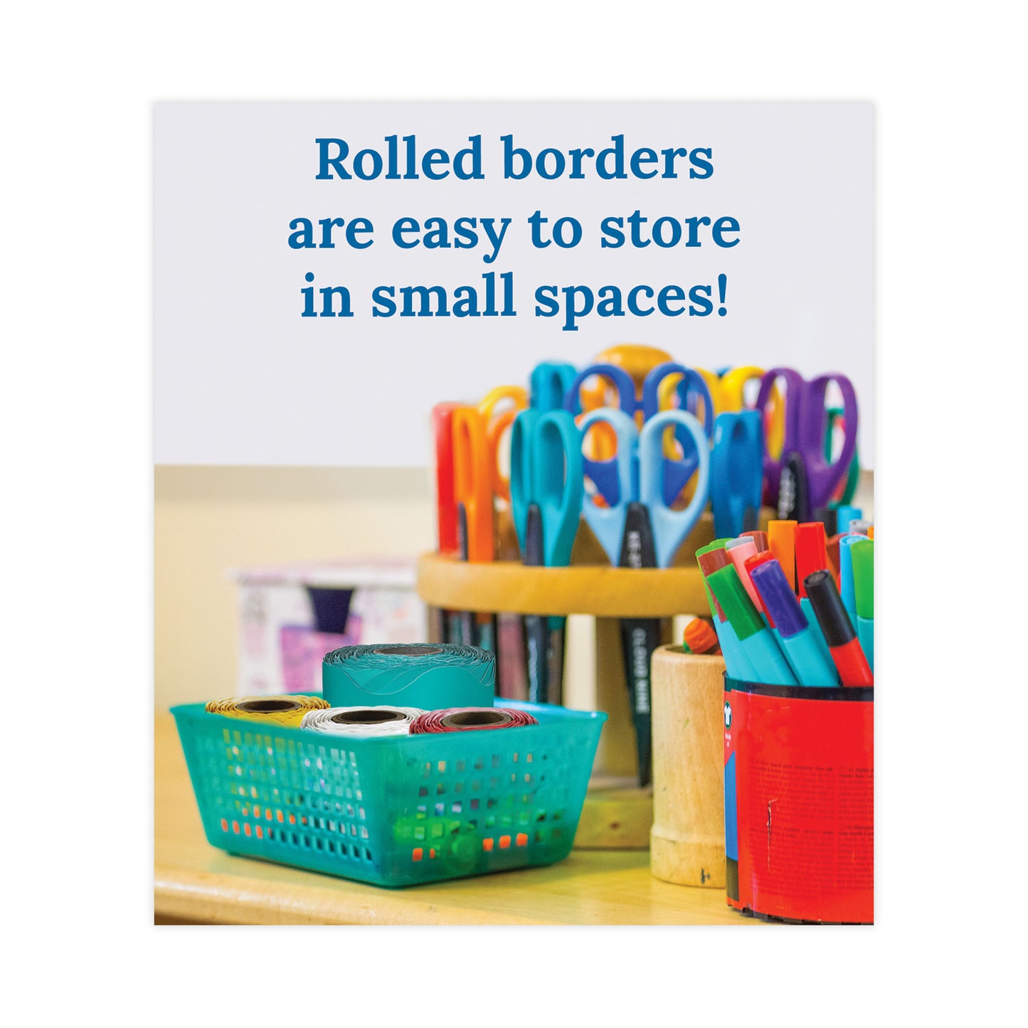 Carson-Dellosa Rolled Borders, Scalloped Border, Back to School, 2.25" x 65 ft, Teal (108471)