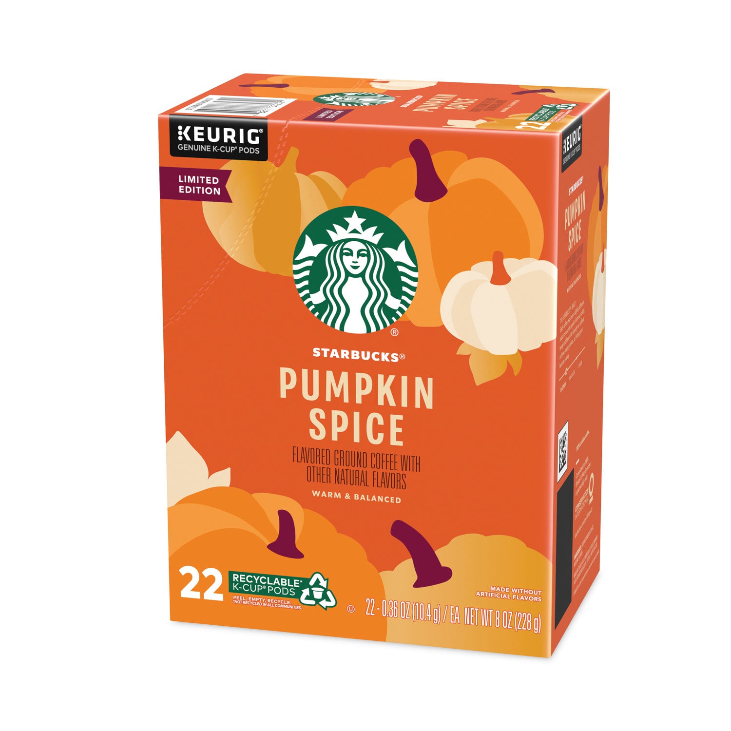 Starbucks Pumpkin Spice Coffee, K-Cups, 22/Box, 4 Boxes/Carton (12412028CT)