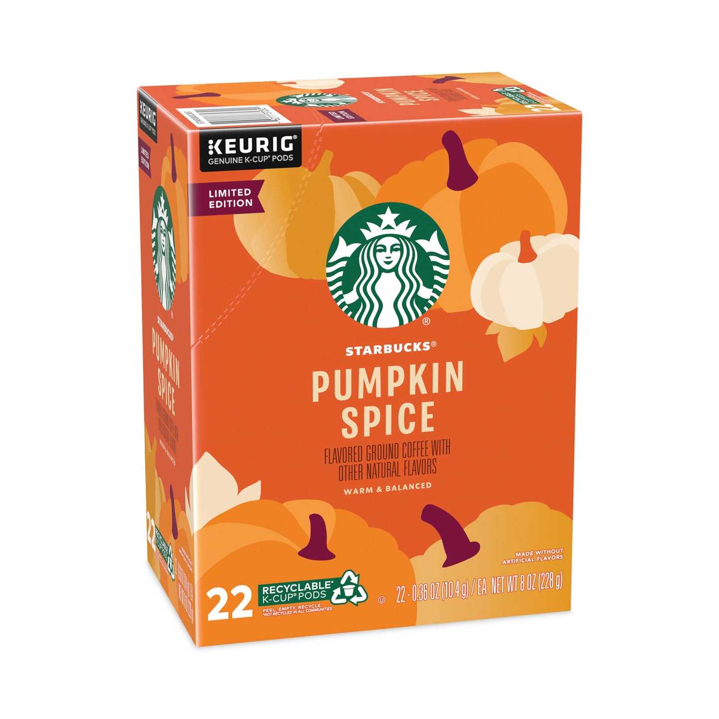 Starbucks Pumpkin Spice Coffee, K-Cups, 22/Box, 4 Boxes/Carton (12412028CT)