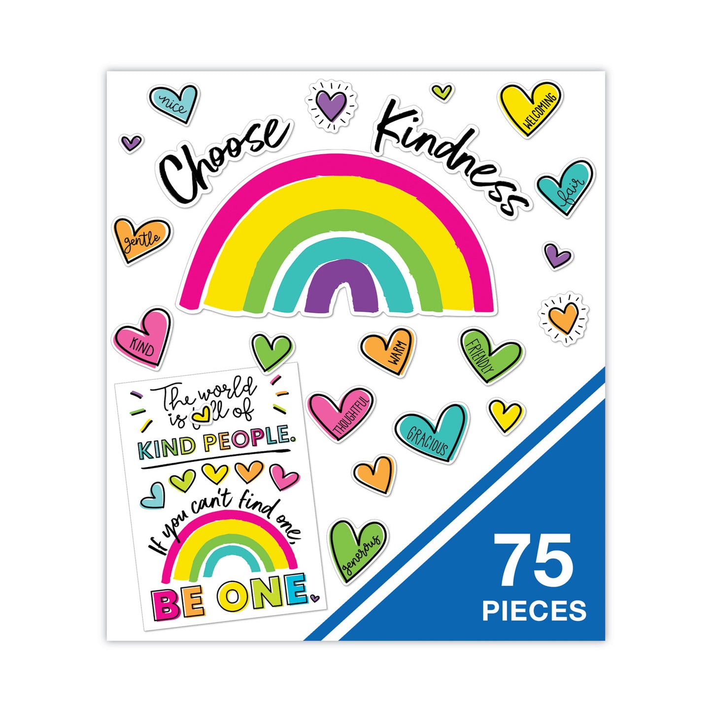 Carson-Dellosa Motivational Bulletin Board Sets, 75-Piece Set, Kind Vibes, 30" x 16", Multicolor (110524)