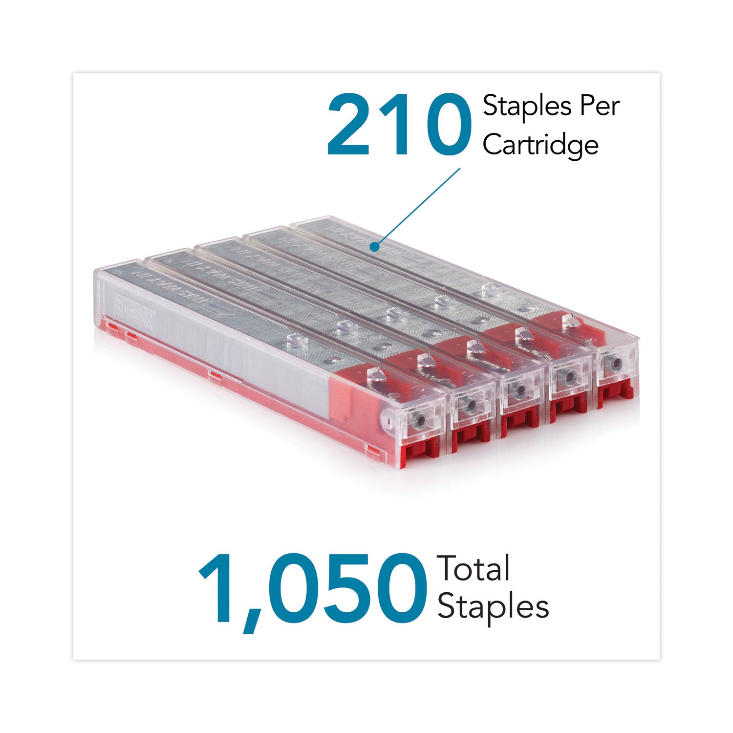 Rapid Staple Cartridge, 0.47" Leg, 0.5" Crown, Steel, 210/Cartridge, 5 Cartridges/Pack, 1,050/Pack (02904)