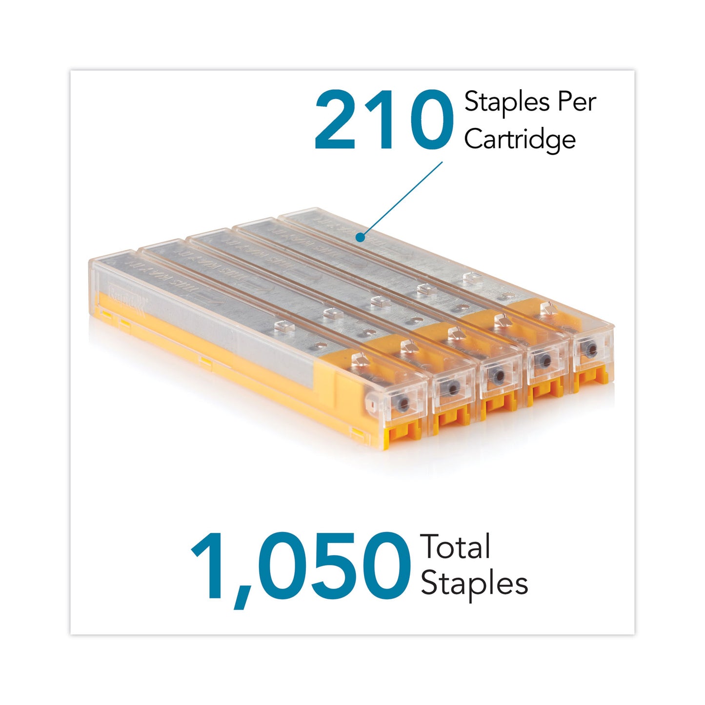 Rapid Staple Cartridge, 0.31" Leg, 0.5" Crown, Steel, 210/Cartridge, 5 Cartridges/Pack, 1,050/Pack (02900)