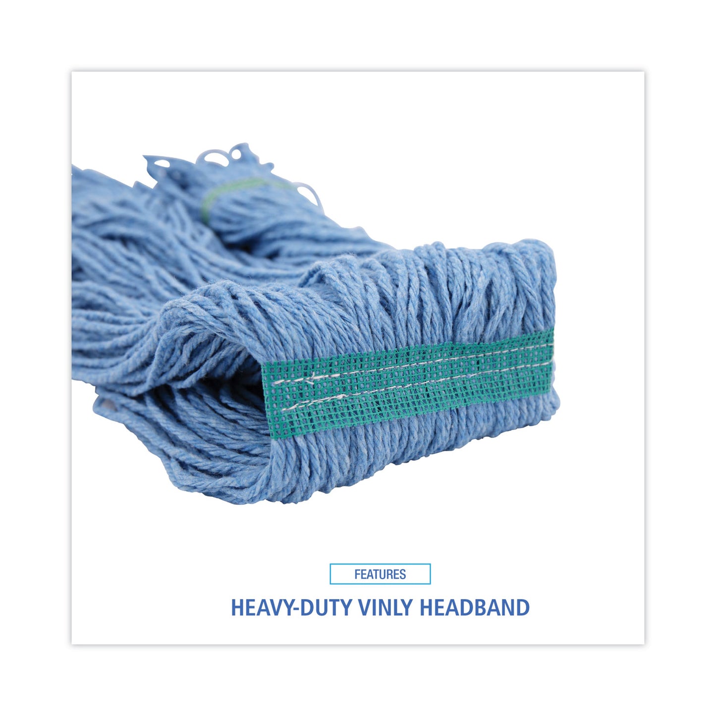 Boardwalk Super Loop Wet Mop Head, Cotton/Synthetic Fiber, 1" Headband, Medium Size, Blue (502BLNB)