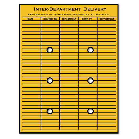 Quality Park Brown Kraft String/Button Interoffice Envelope, #97, Two-Sided Five-Column Format, 52-Entries, 10 x 13, Brown Kraft, 100/CT (63561)