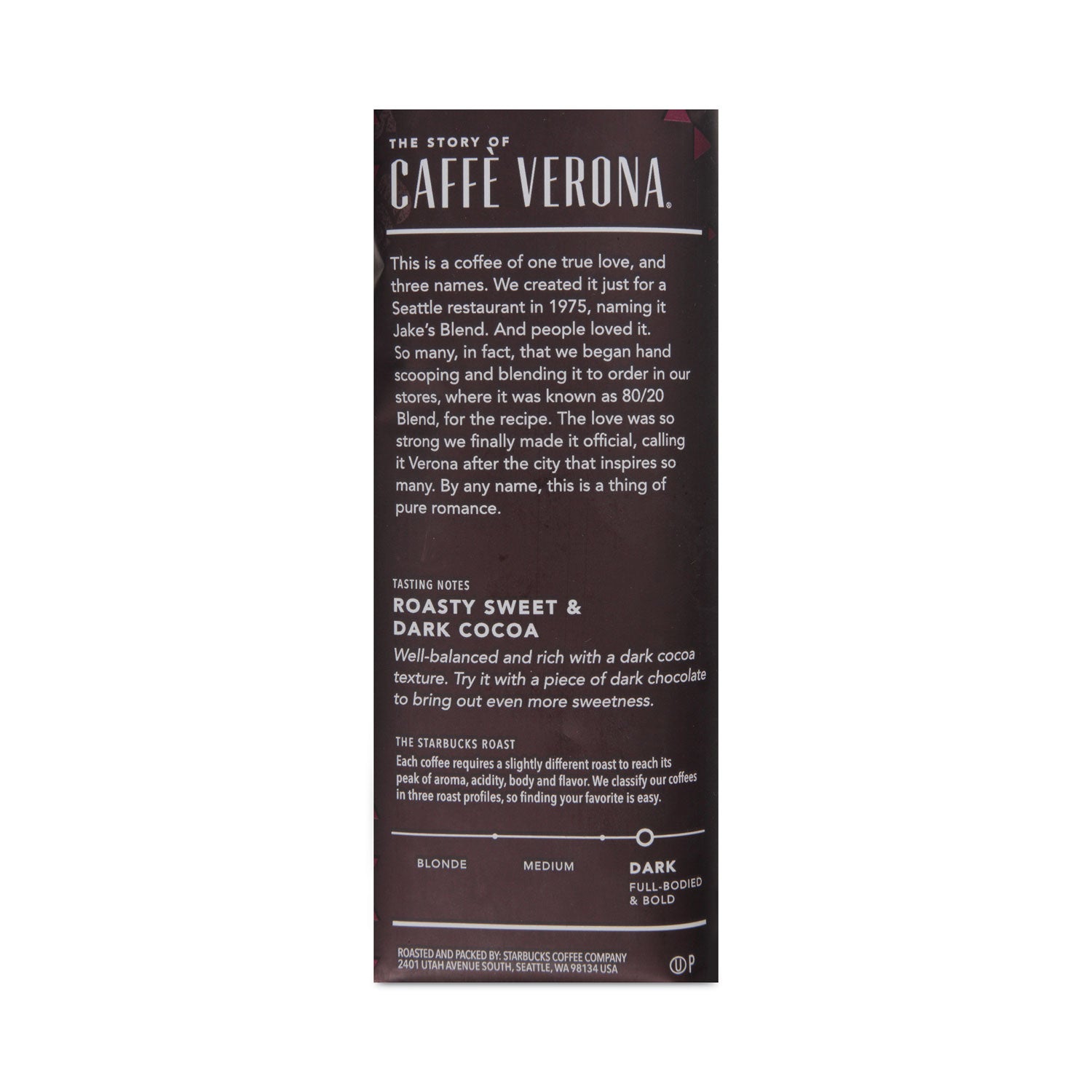 Starbucks Coffee, Caffe Verona, 1 lb Bag, 6/Carton (11018131CT)