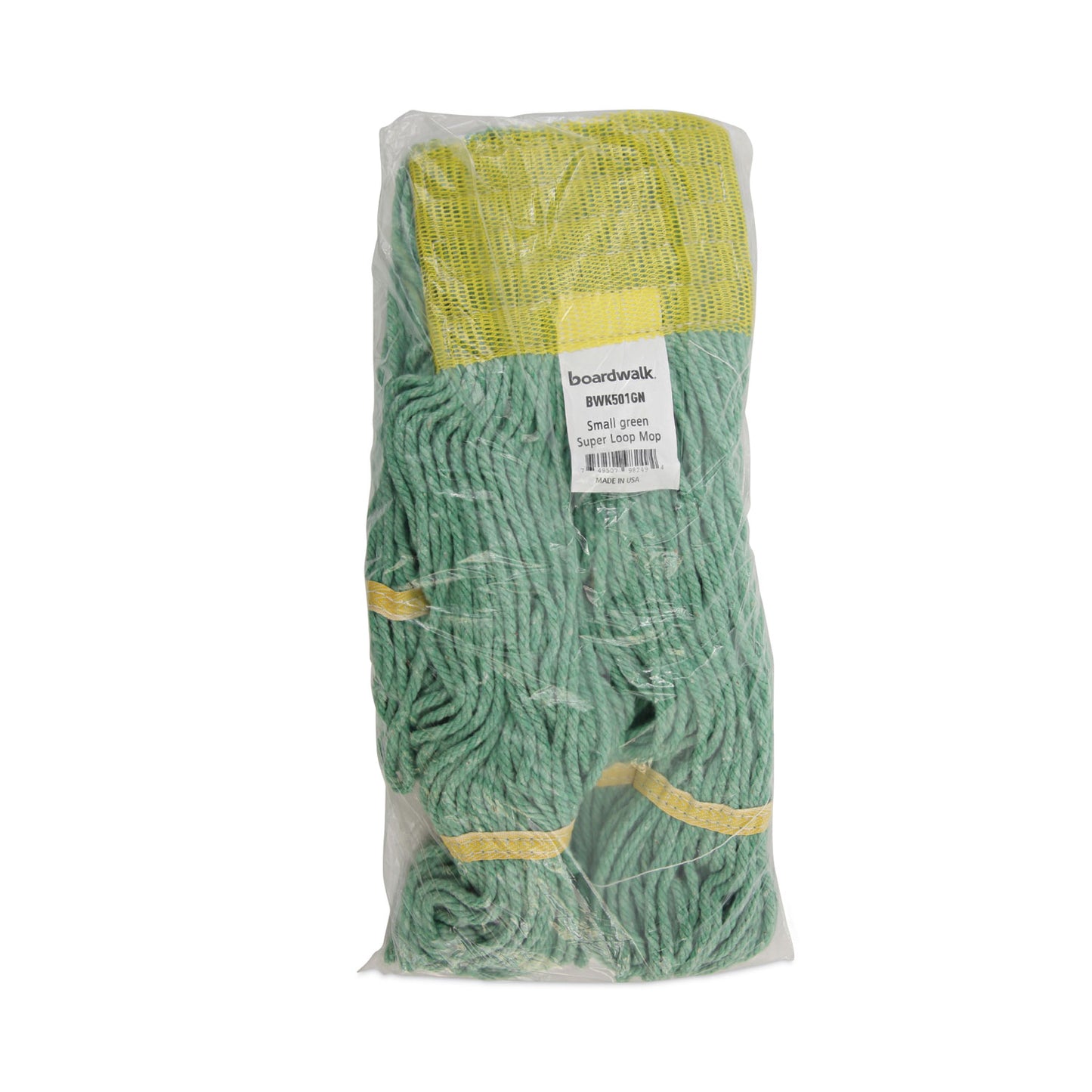 Boardwalk Super Loop Wet Mop Head, Cotton/Synthetic Fiber, 5" Headband, Small Size, Green, 12/Carton (501GN)