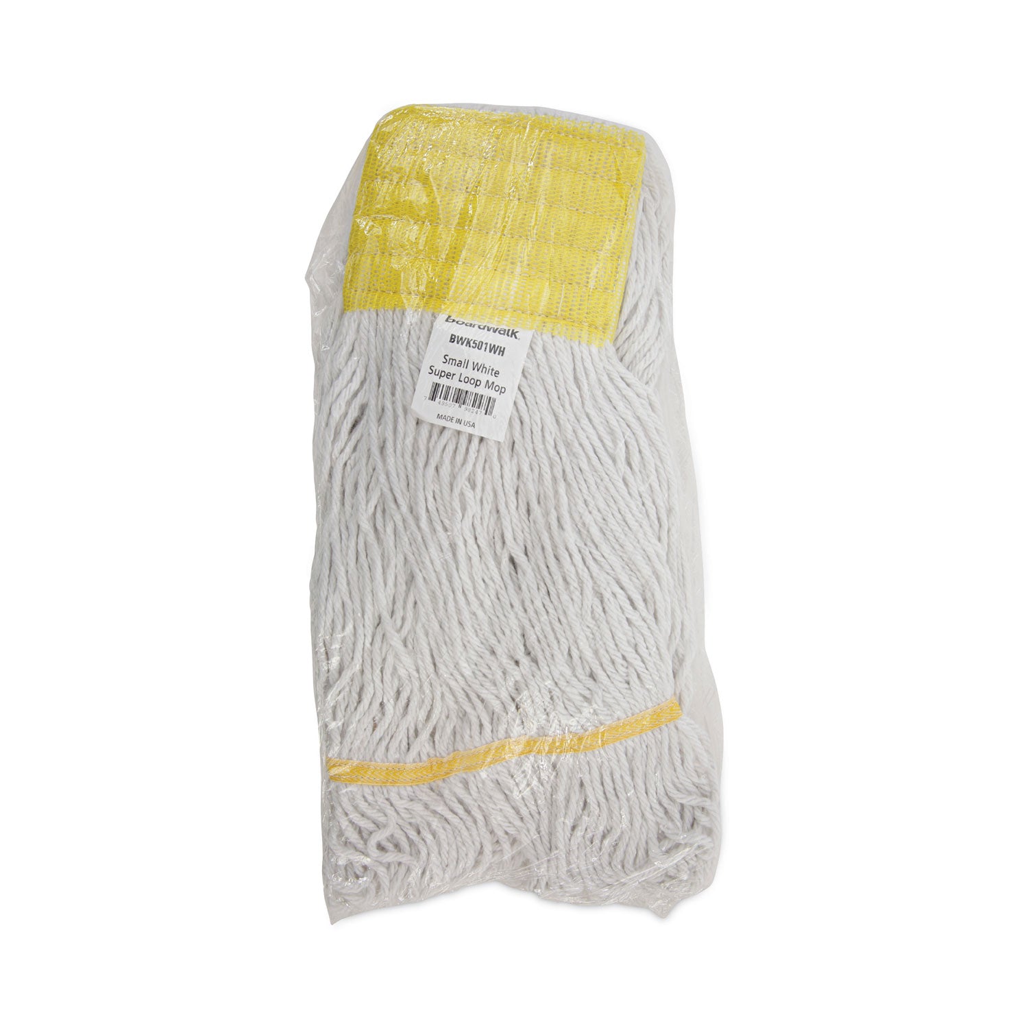 Boardwalk Super Loop Wet Mop Head, Cotton/Synthetic Fiber, 5" Headband, Small Size, White, 12/Carton (501WH)