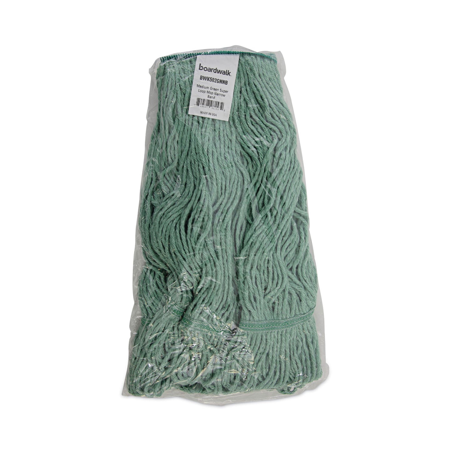 Boardwalk Mop Head, Premium Standard Head, Cotton/Rayon Fiber, Medium, Green, 12/Carton (502GNNB)