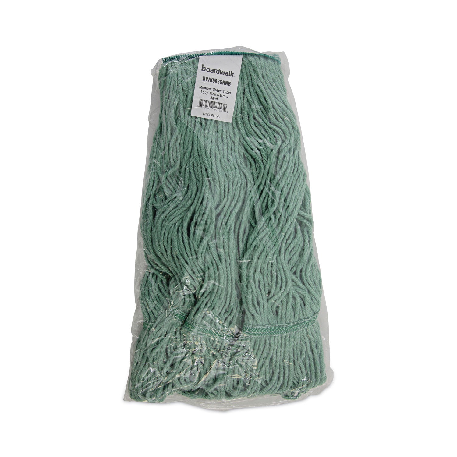 Boardwalk Mop Head, Premium Standard Head, Cotton/Rayon Fiber, Medium, Green, 12/Carton (502GNNB)