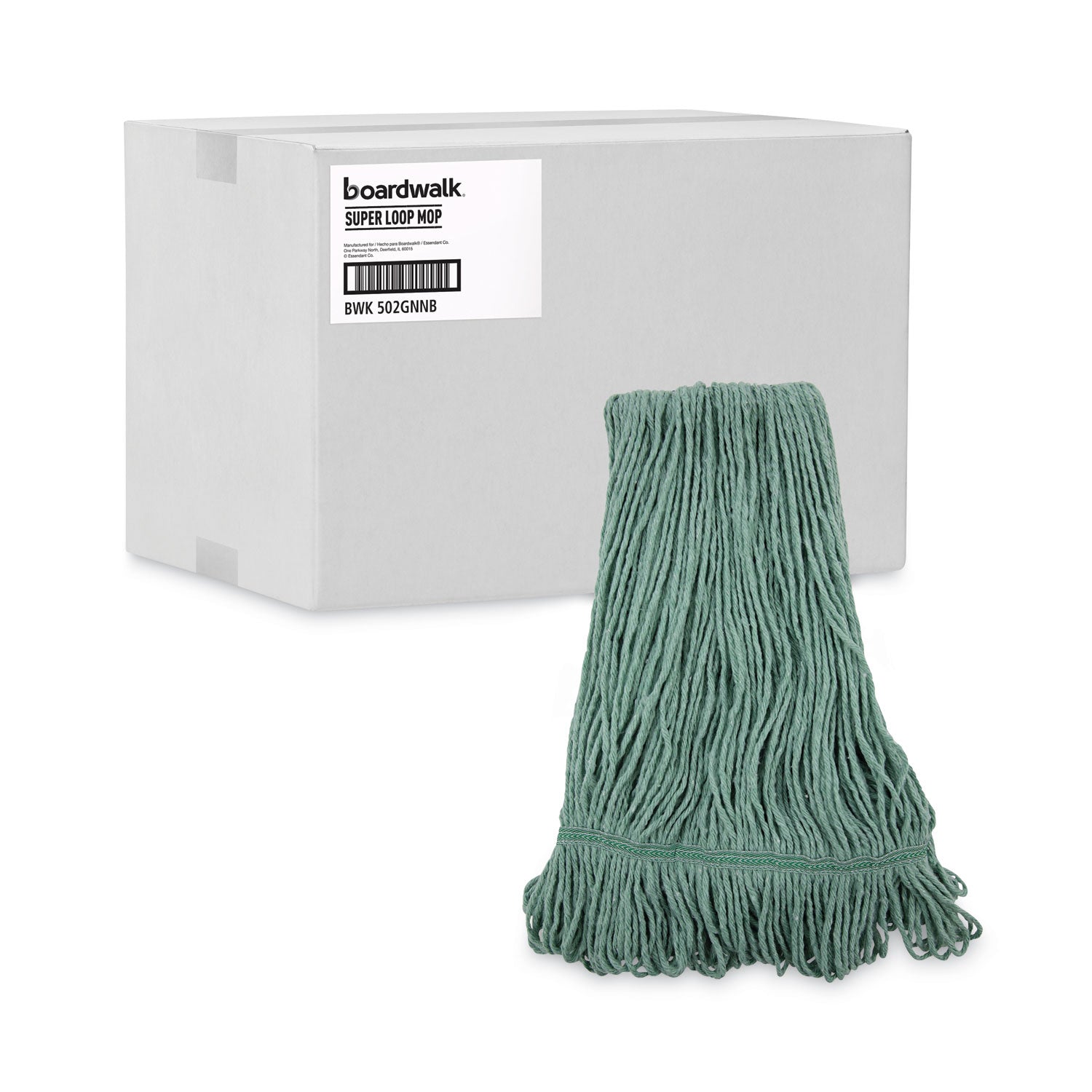 Boardwalk Mop Head, Premium Standard Head, Cotton/Rayon Fiber, Medium, Green, 12/Carton (502GNNB)