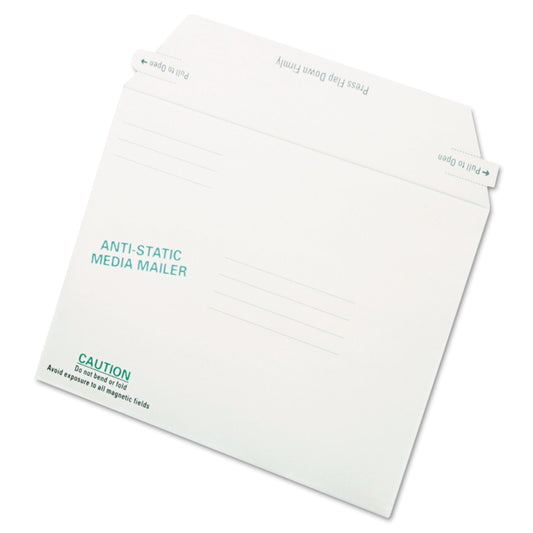 Quality Park Antistatic Fiberboard Disk CD/DVD Mailer, Cheese Blade Flap, Redi-Strip Adhesive Closure, 6 x 8.63, White, 25/Box (64126)