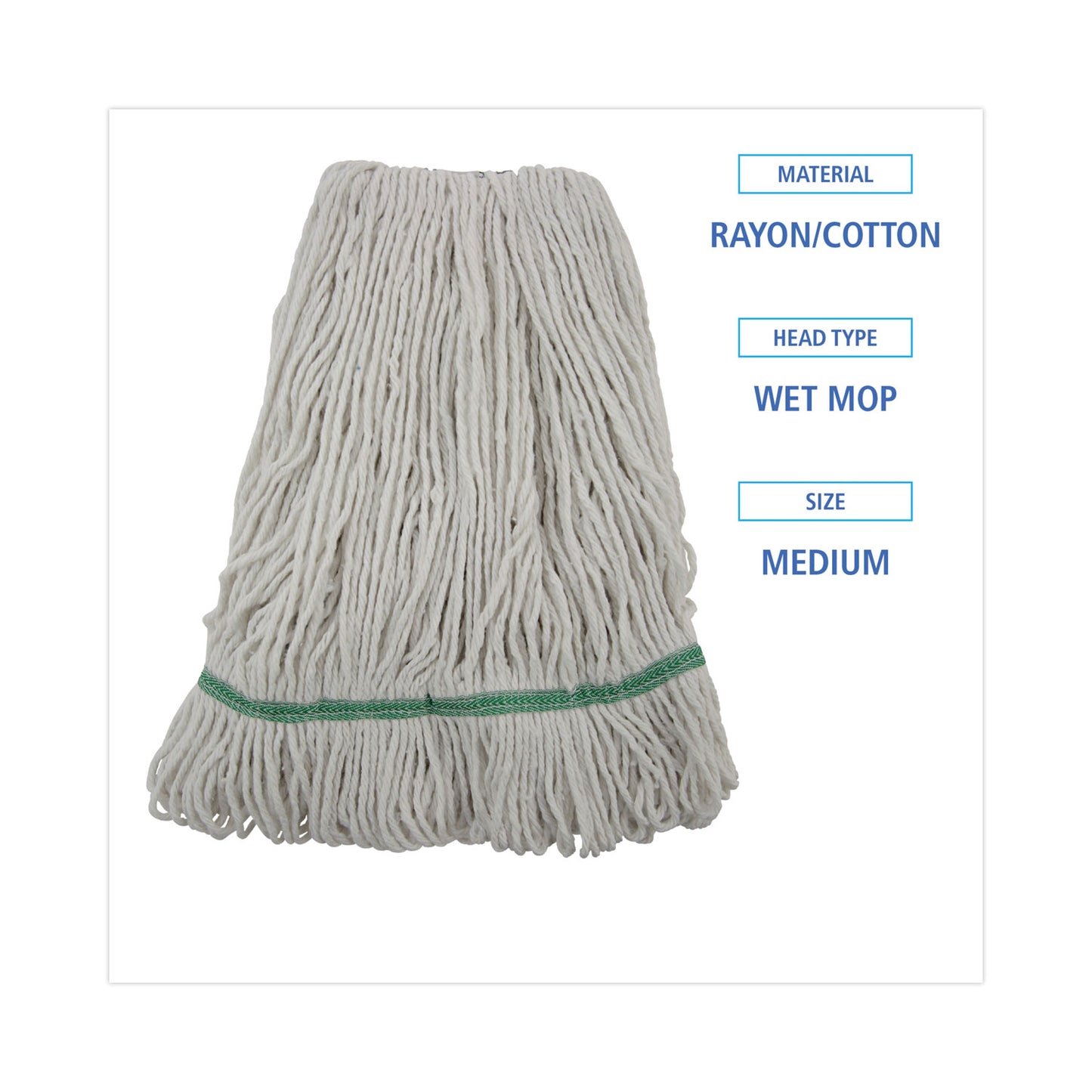 Boardwalk Mop Head, Premium Standard Head, Cotton/Rayon Fiber, Medium, White (502WHNB)