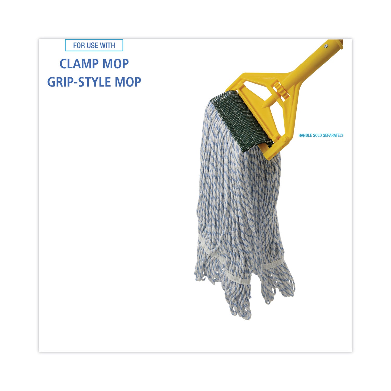 Boardwalk Mop Head, Floor Finish, Wide, Rayon/Polyester, Medium, White/Blue, 12/Carton (552)
