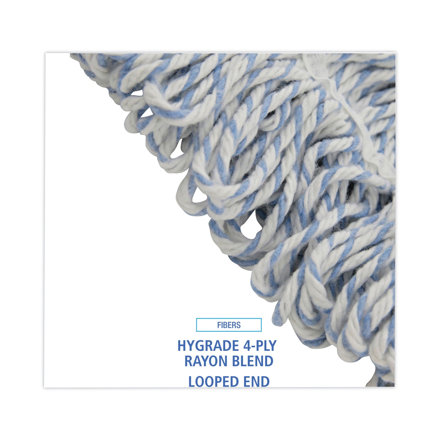 Boardwalk Mop Head, Floor Finish, Wide, Rayon/Polyester, Medium, White/Blue, 12/Carton (552)