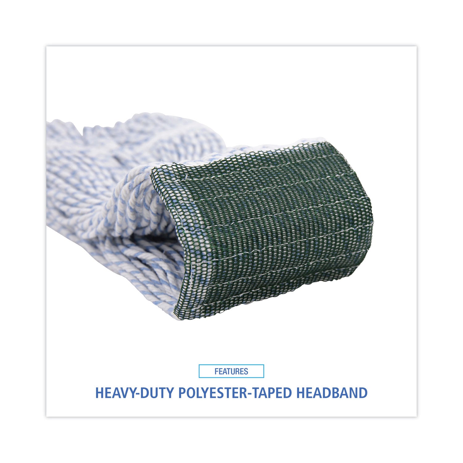Boardwalk Mop Head, Floor Finish, Wide, Rayon/Polyester, Medium, White/Blue, 12/Carton (552)