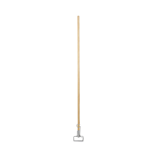 Boardwalk Spring Grip Metal Head Mop Handle for Most Mop Heads, Wood, 60", Natural (609)