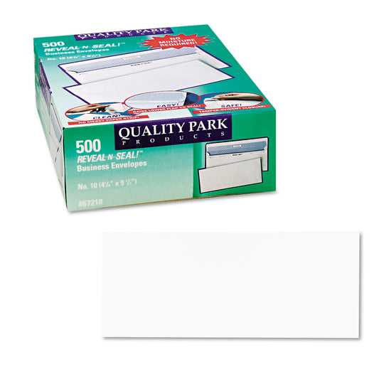 Quality Park Reveal-N-Seal Security Tinted Envelope, #10, Commercial Flap, Self-Adhesive Closure, 4.13 x 9.5, White, 500/Box (67218)
