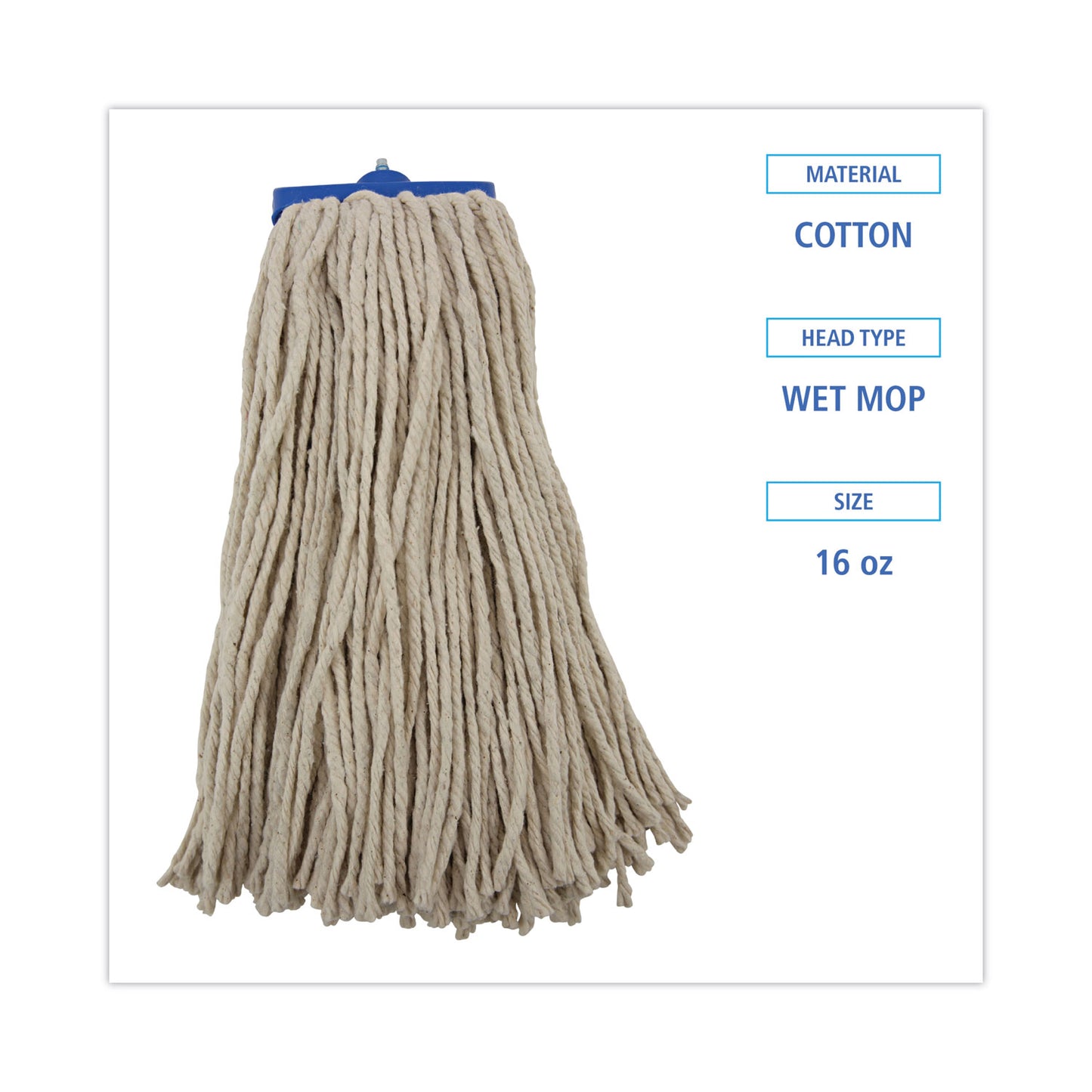 Boardwalk Cut-End Lie-Flat Wet Mop Head, Cotton, 16oz, White, 12/Carton (716CCT)