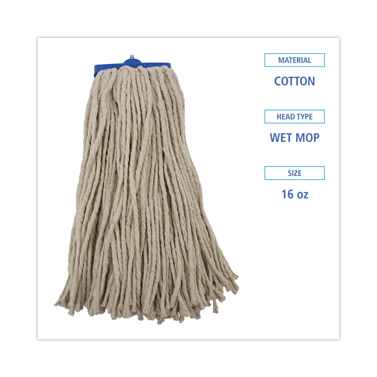 Boardwalk Cut-End Lie-Flat Wet Mop Head, Cotton, 16oz, White, 12/Carton (716CCT)