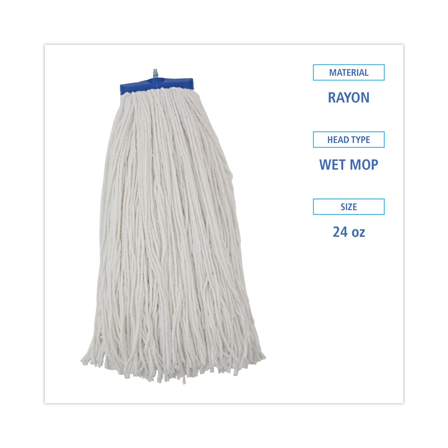 Boardwalk Cut-End Lie-Flat Wet Mop Head, Rayon, 24oz, White (724REA)