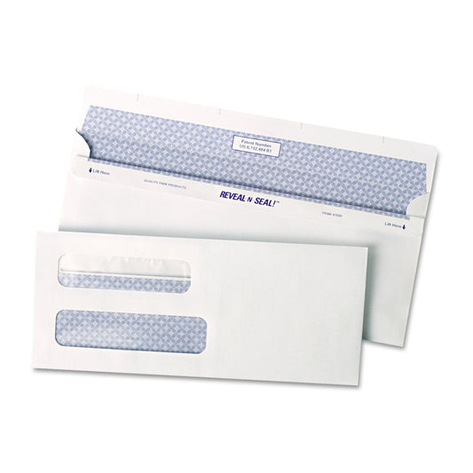 Quality Park Reveal-N-Seal Envelope, #8 5/8, Commercial Flap, Self-Adhesive Closure, 3.63 x 8.63, White, 500/Box (67539)