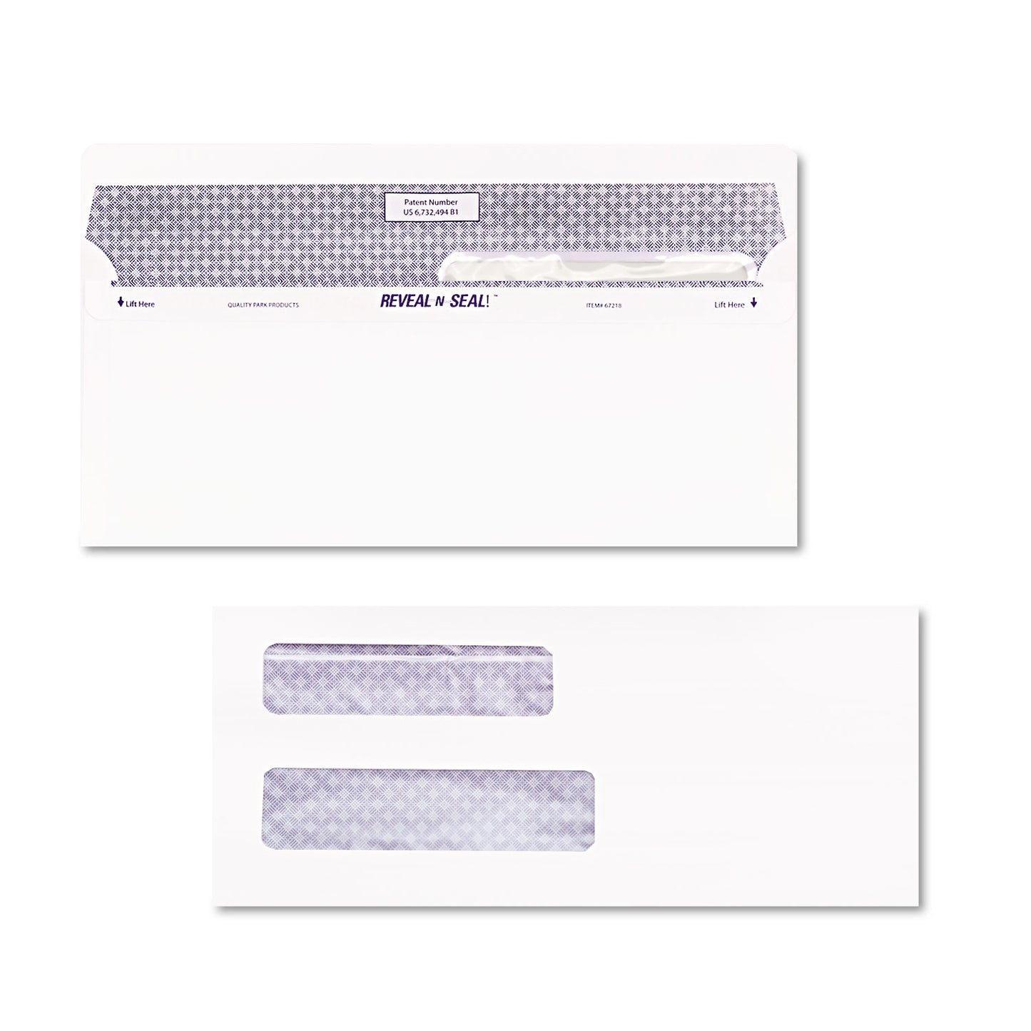 Quality Park Reveal-N-Seal Envelope, #8 5/8, Commercial Flap, Self-Adhesive Closure, 3.63 x 8.63, White, 500/Box (67539)