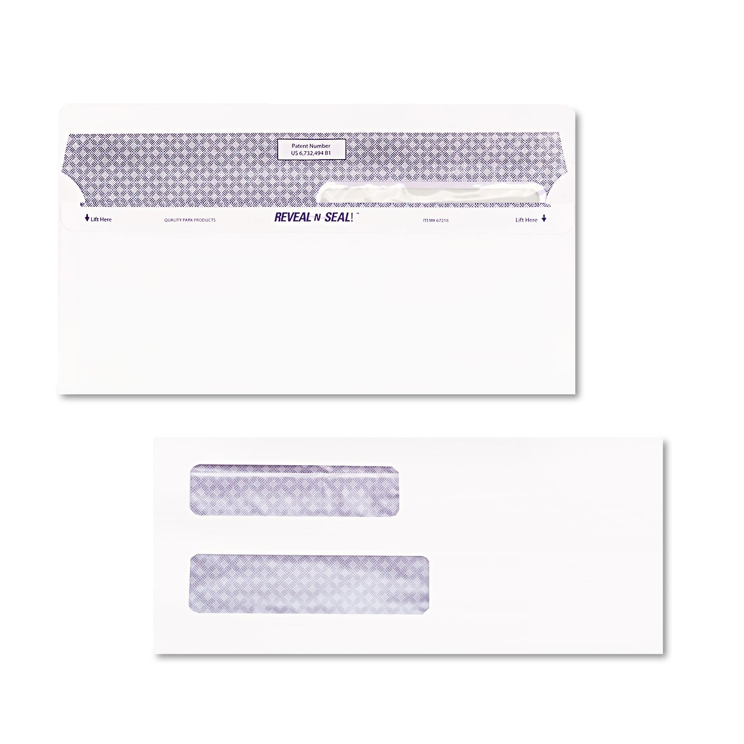 Quality Park Reveal-N-Seal Envelope, #8 5/8, Commercial Flap, Self-Adhesive Closure, 3.63 x 8.63, White, 500/Box (67539)