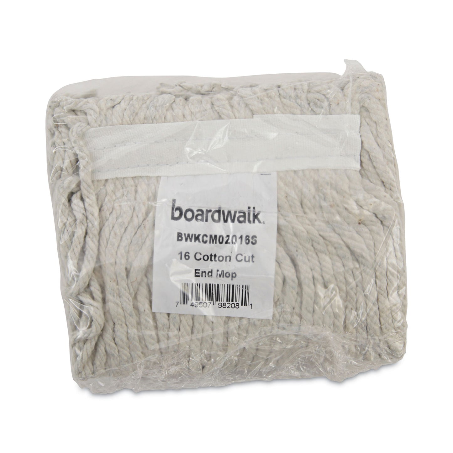 Boardwalk Mop Head, Cotton, Cut-End, White, 4-Ply, #16 Band, 12/Carton (CM02016S)