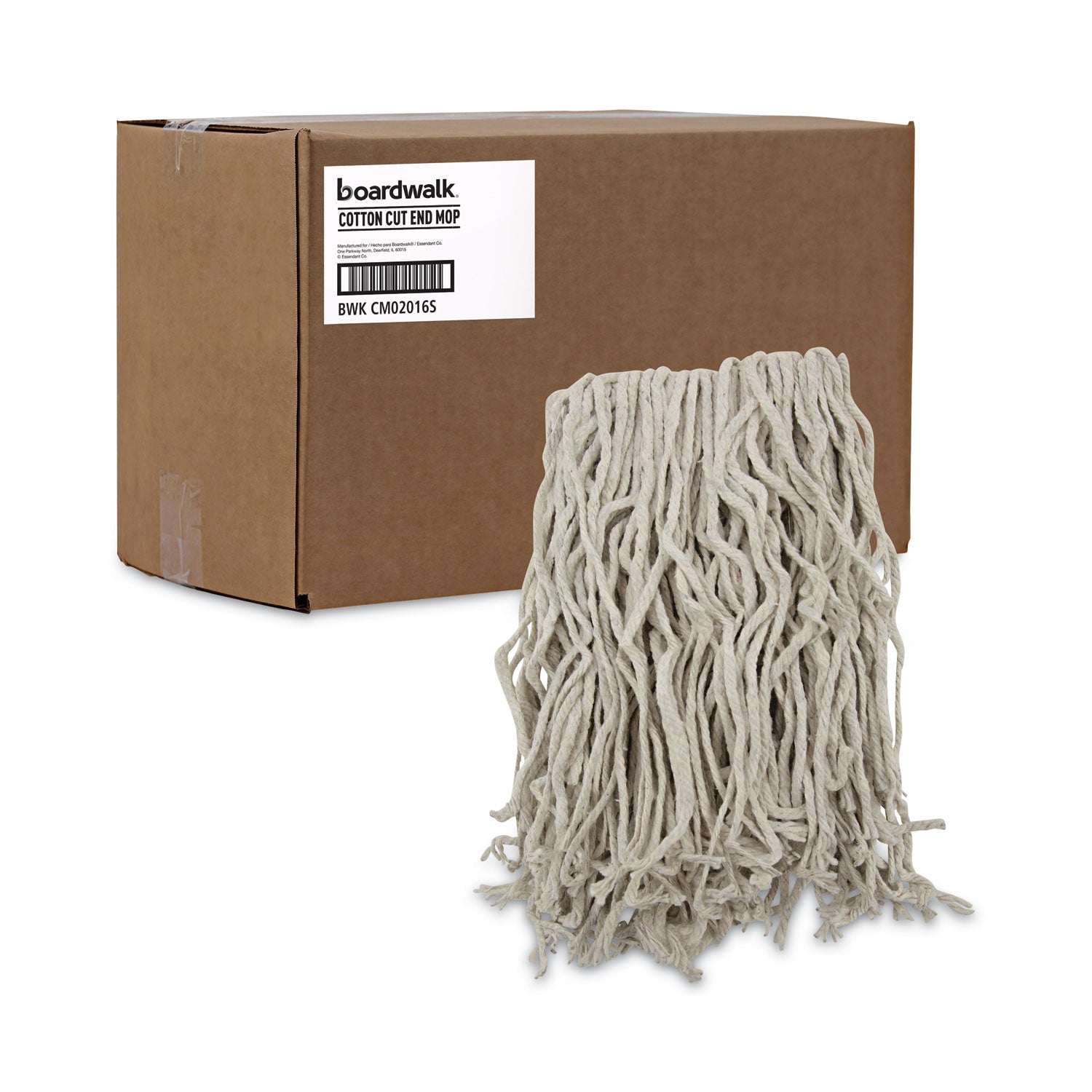 Boardwalk Mop Head, Cotton, Cut-End, White, 4-Ply, #16 Band, 12/Carton (CM02016S)