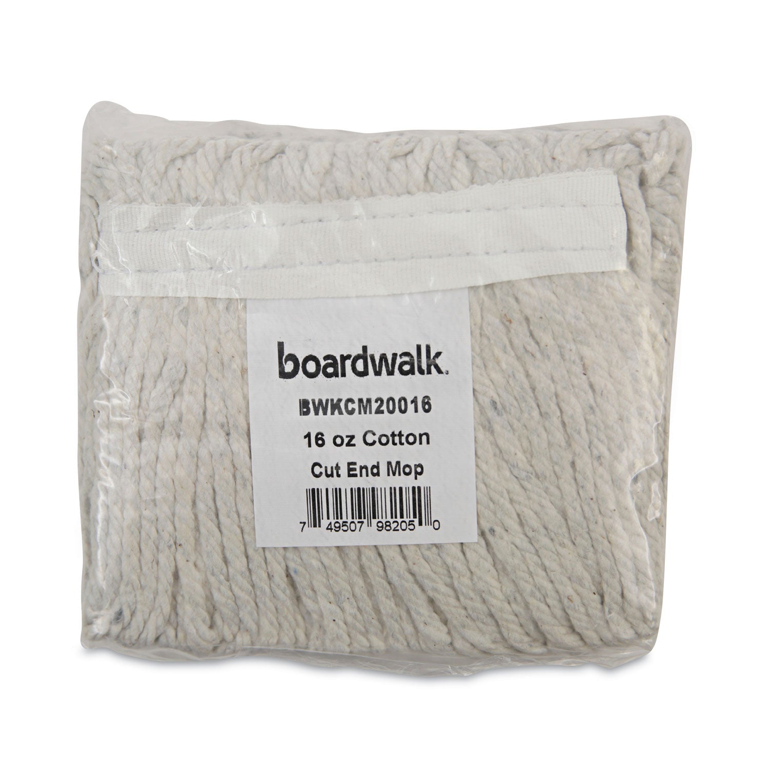 Boardwalk Banded Mop Head, Cotton, Cut-End, White, 16 oz, 12/Carton (CM20016)