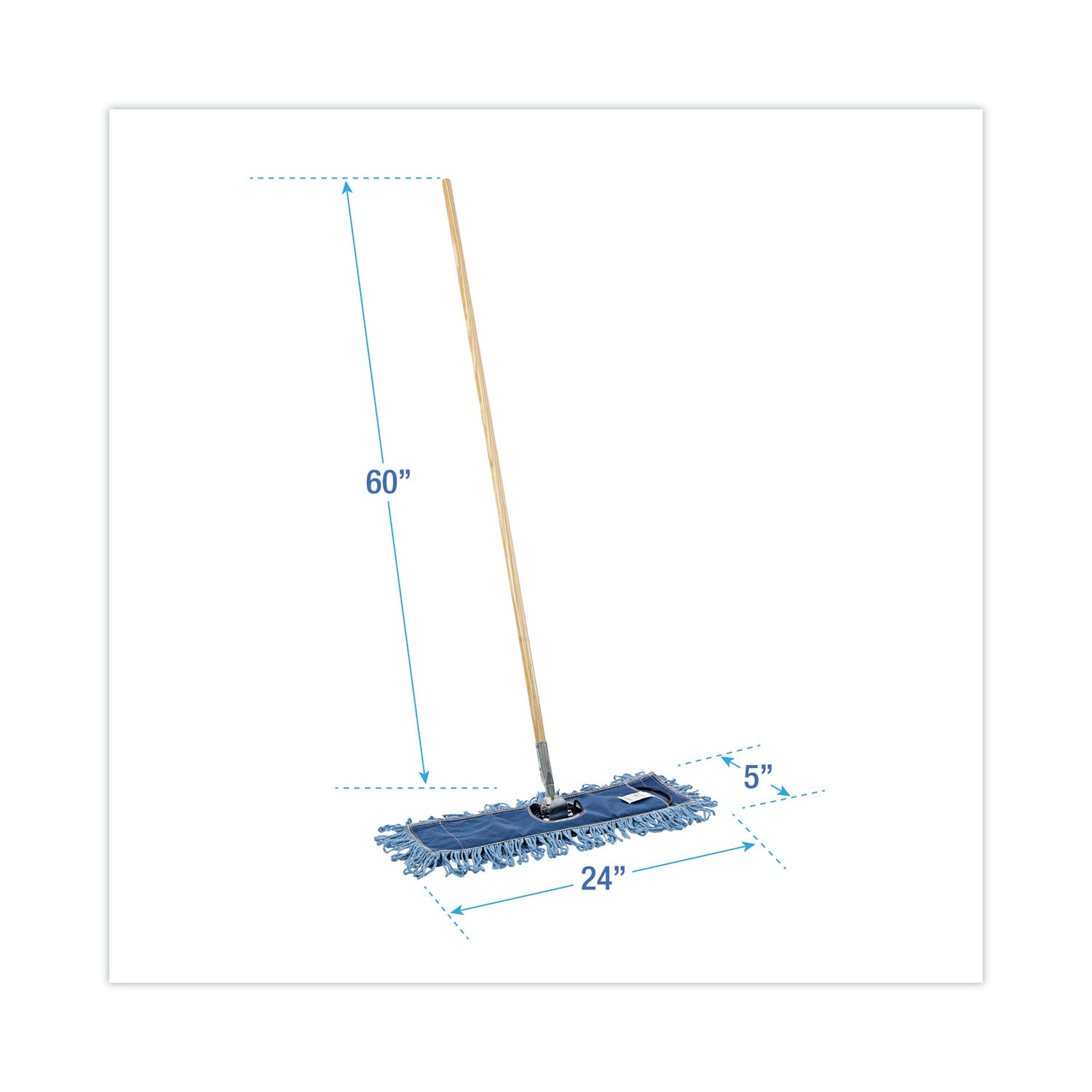 Boardwalk Dry Mopping Kit, 24 x 5 Blue Synthetic Head, 60" Natural Wood/Metal Handle (HL245BSPC)