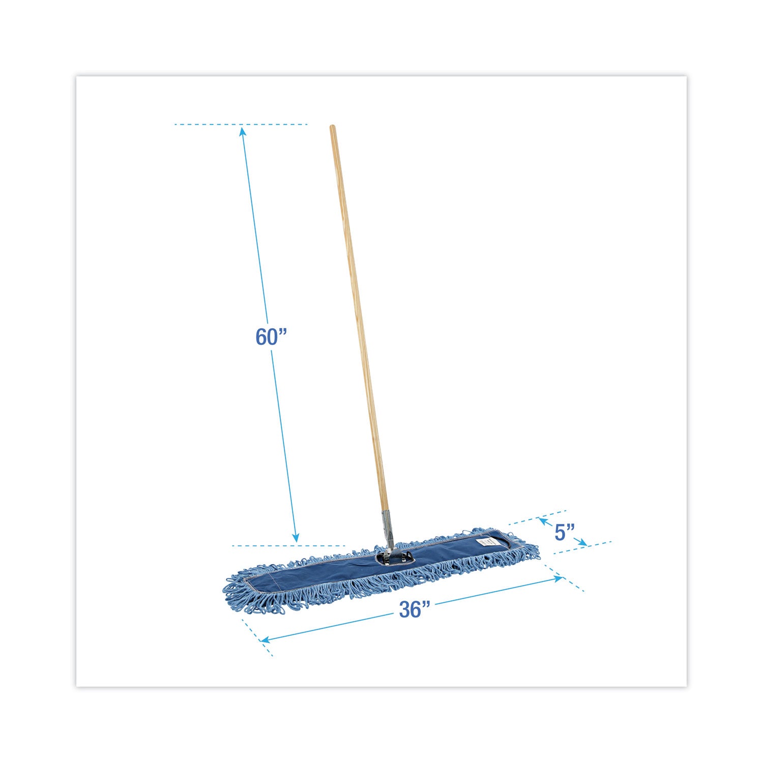 Boardwalk Dry Mopping Kit, 36 x 5 Blue Blended Synthetic Head, 60" Natural Wood/Metal Handle (HL365BSPC)