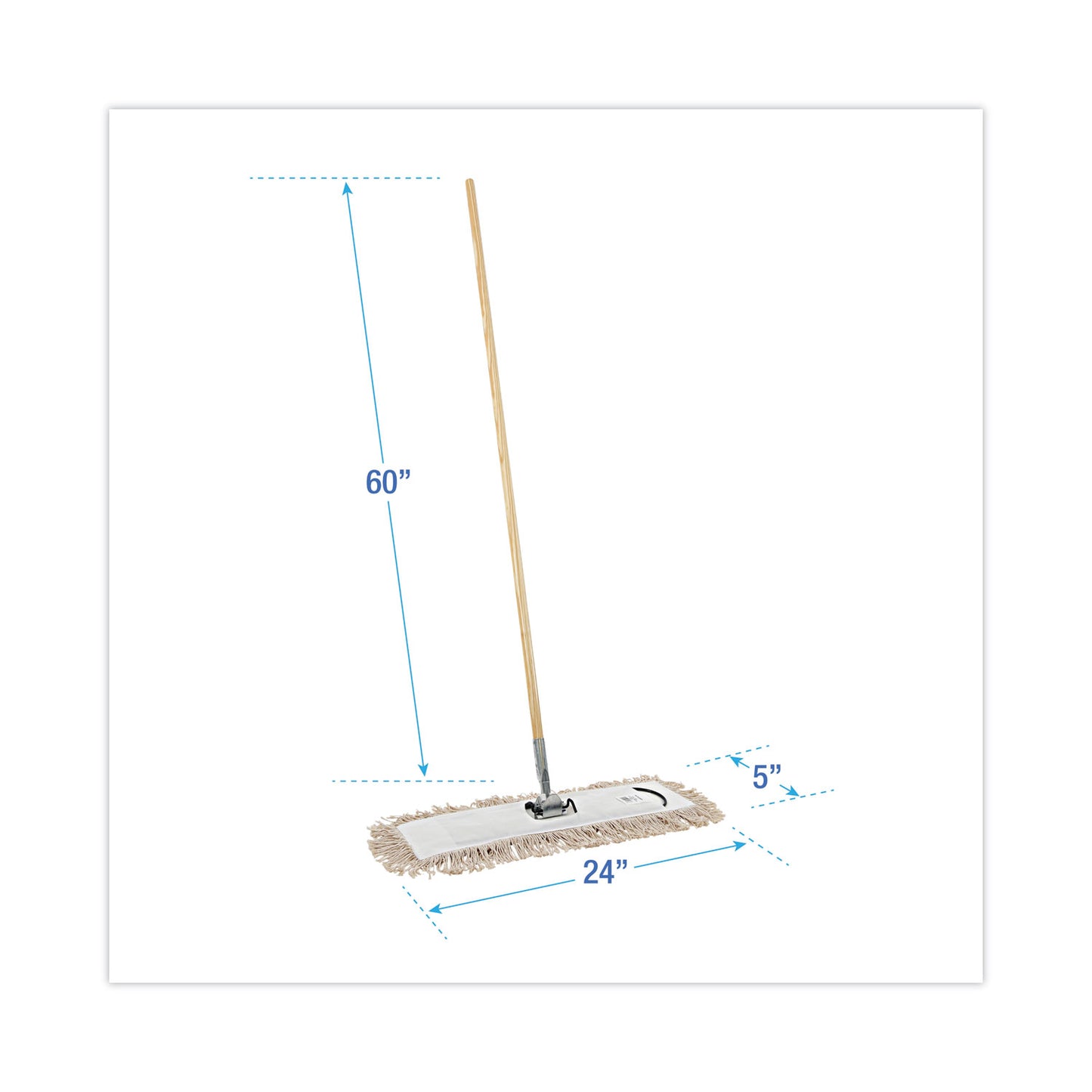 Boardwalk Cotton Dry Mopping Kit, 24 x 5 Natural Cotton Head, 60" Natural Wood Handle (M245C)