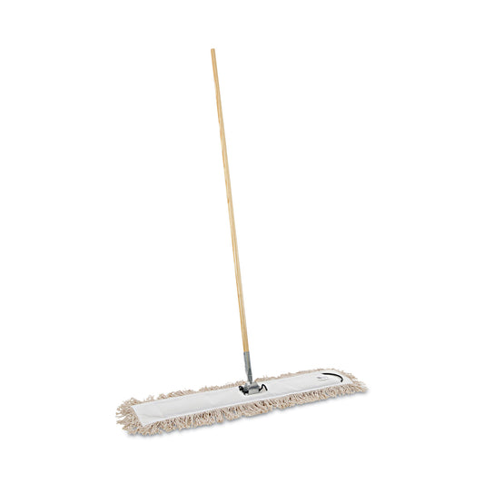 Boardwalk Cotton Dry Mopping Kit, 36 x 5 Natural Cotton Head, 60" Natural Wood Handle (M365C)