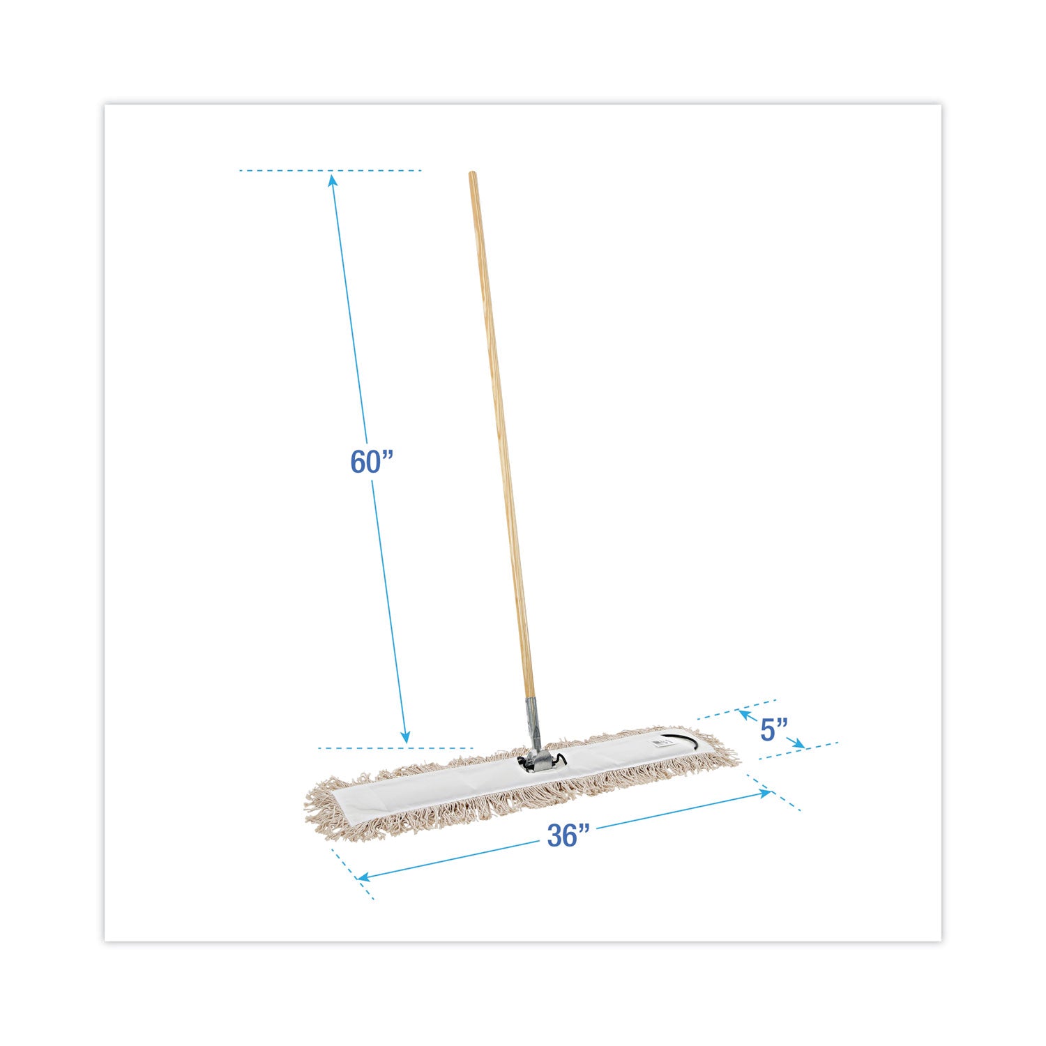 Boardwalk Cotton Dry Mopping Kit, 36 x 5 Natural Cotton Head, 60" Natural Wood Handle (M365C)