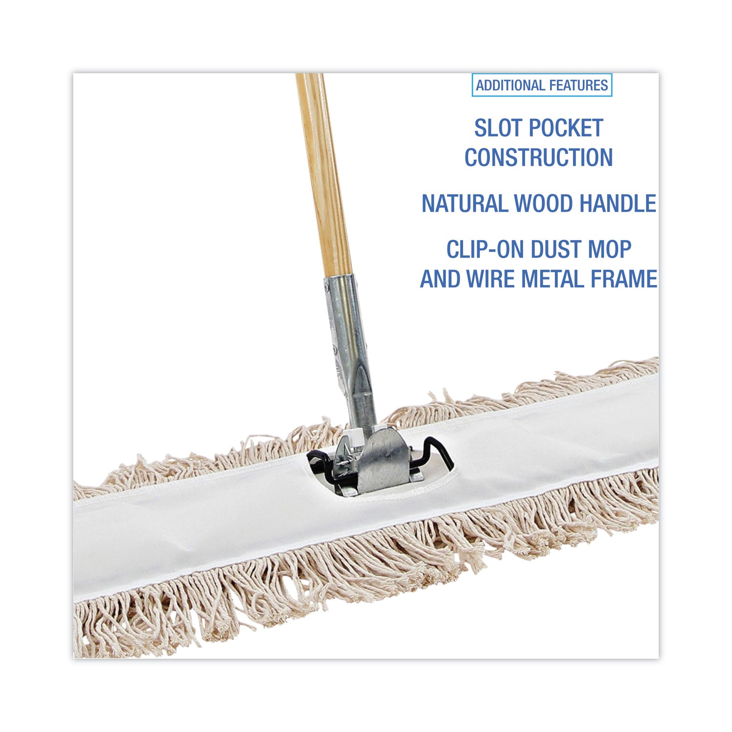 Boardwalk Cotton Dry Mopping Kit, 36 x 5 Natural Cotton Head, 60" Natural Wood Handle (M365C)