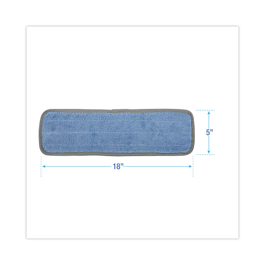 Boardwalk Microfiber Mop Head, Blue, 18 x 5, Split Microfiber, Hook and Loop Back, Dozen (MFM185BCFDZ)