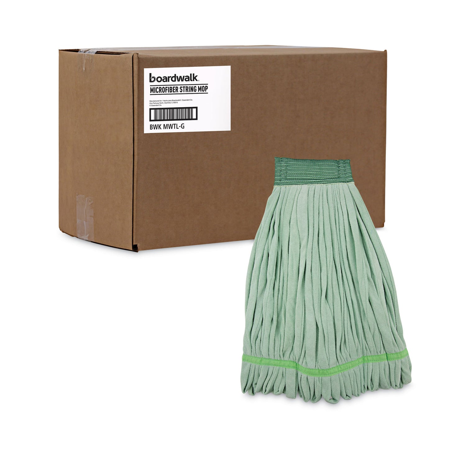 Boardwalk Microfiber Looped-End Wet Mop Head, Large, Green, 12/Carton (MWTLGCT)