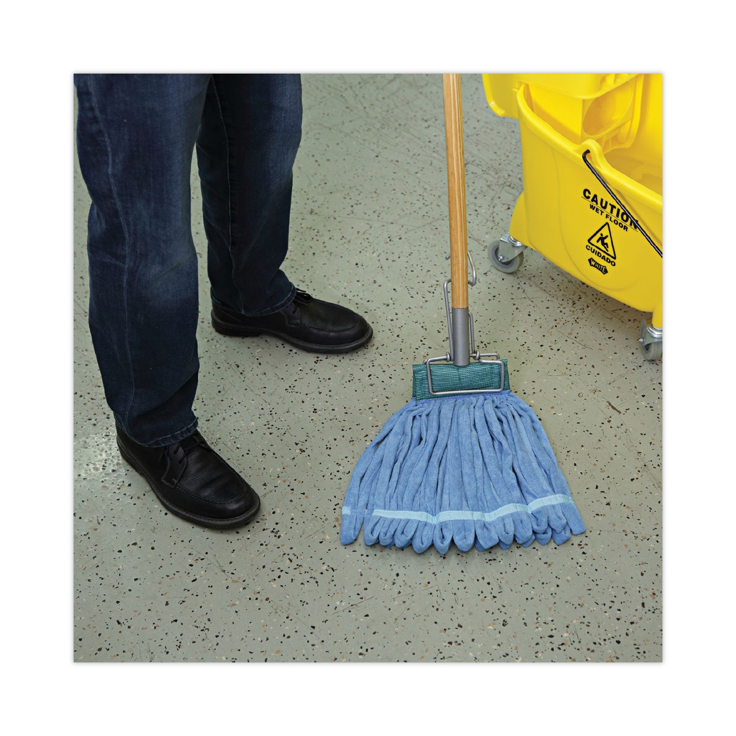 Boardwalk Microfiber Looped-End Wet Mop Heads, Medium, Blue, 12/Carton, 12/Carton (MWTMBCT)