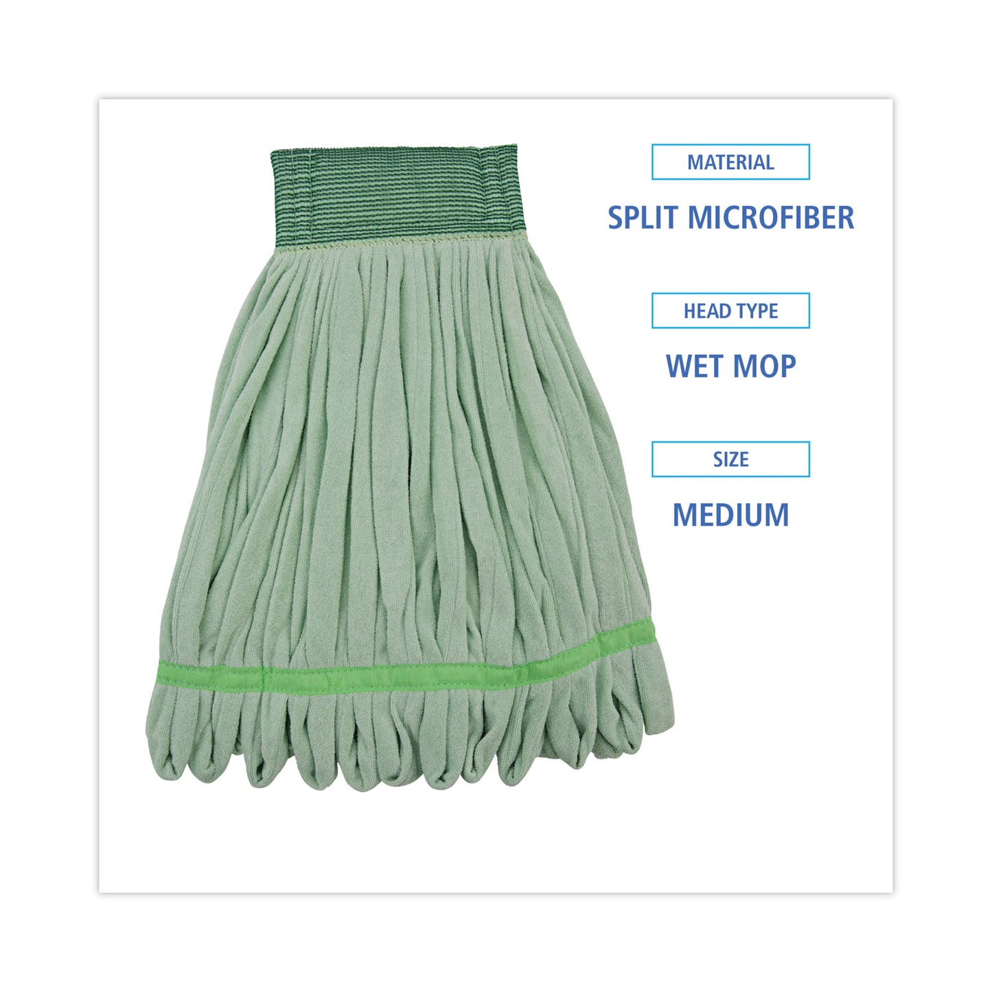 Boardwalk Microfiber Looped-End Wet Mop Head, Medium, Green (MWTMG)