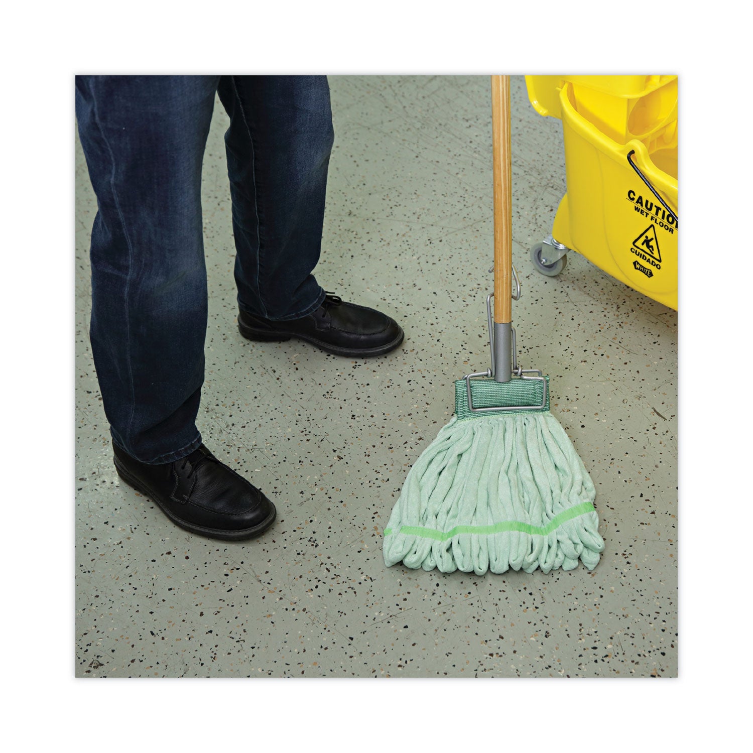 Boardwalk Microfiber Looped-End Wet Mop Heads, Medium, Green, 12/Carton (MWTMGCT)