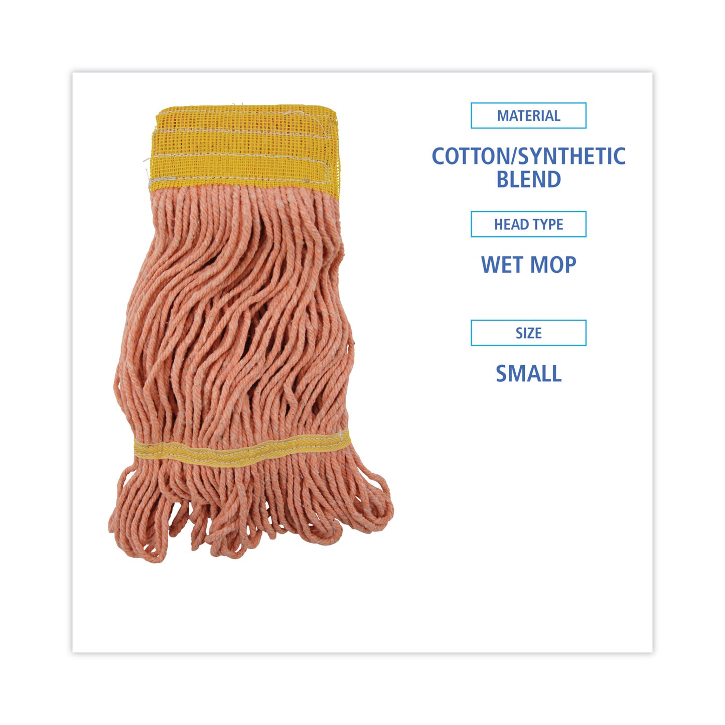 Boardwalk Super Loop Wet Mop Head, Cotton/Synthetic Fiber, 5" Headband, Small Size, Orange, 12/Carton (501OR)