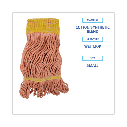 Boardwalk Super Loop Wet Mop Head, Cotton/Synthetic Fiber, 5" Headband, Small Size, Orange, 12/Carton (501OR)